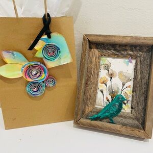 3D Bird watercolor Framed Art set